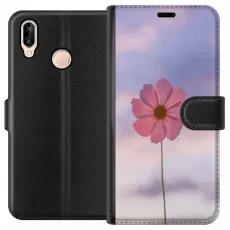 Gustaf - Pl&aring;nboksfodral till Huawei P20 lite med Rosa blomma