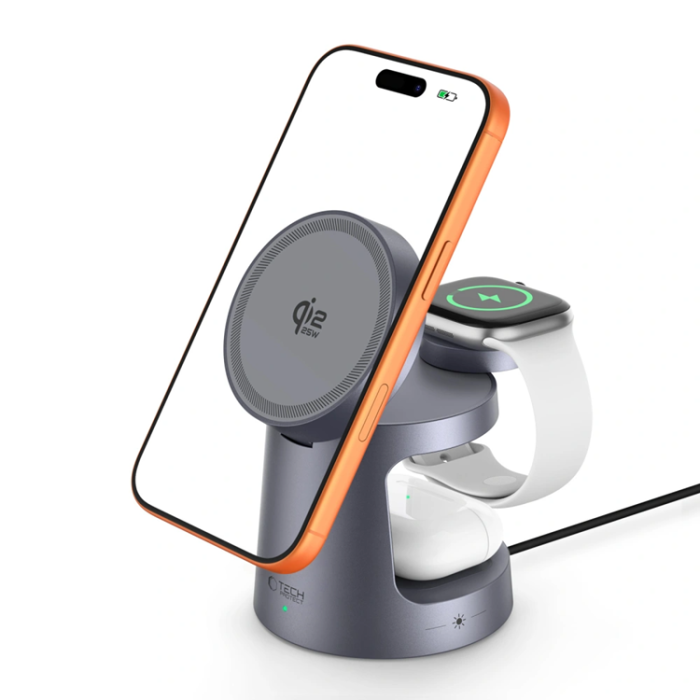 Tech-Protect - Tech-Portect Qi2 MagSafe Trådlös Laddare iPhone/Apple Watch/AirPods - Mörkgrå