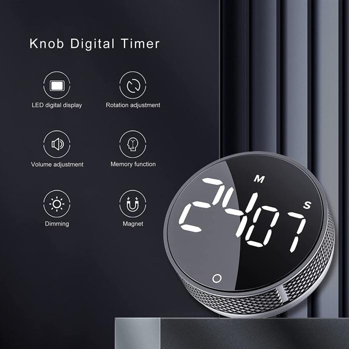 OEM - Roterande Digital Timer - LED Display - Silver