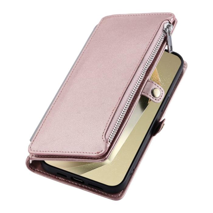 OEM - Samsung Galaxy A37 Plånboksfodral TPU + Konstläder - Roséguld