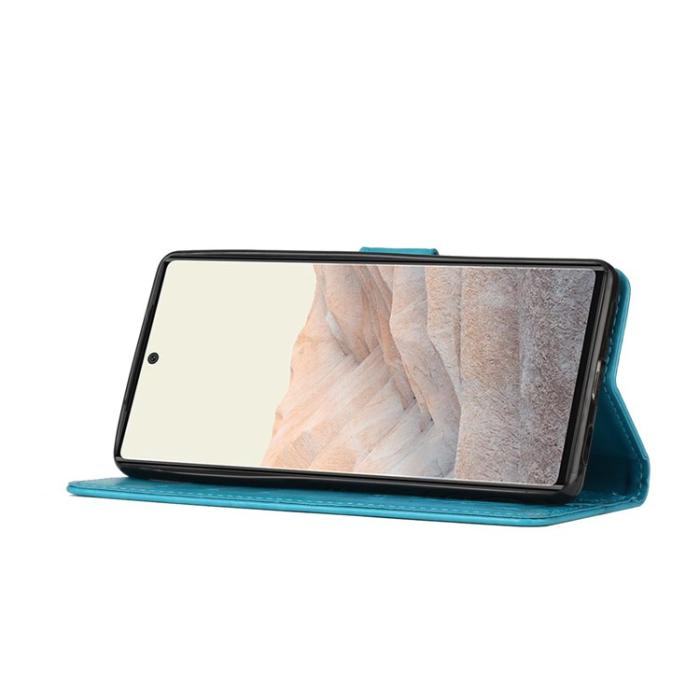 A-One Brand - Google Pixel 6a Plånboksfodral Imprinted Butterfly - Blå