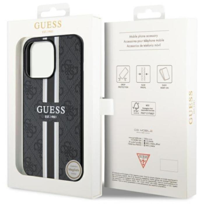 Guess - Guess iPhone 13 Pro/13 Mobilskal MagSafe Printed Stripes - Svart