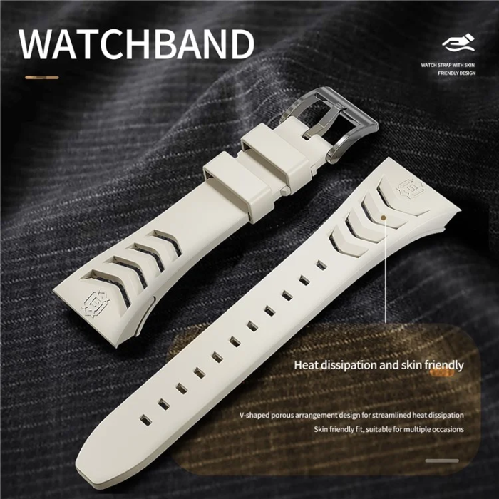 Shelbox - Shellbox Apple Watch 45mm Armband Silikon Metal - Vit