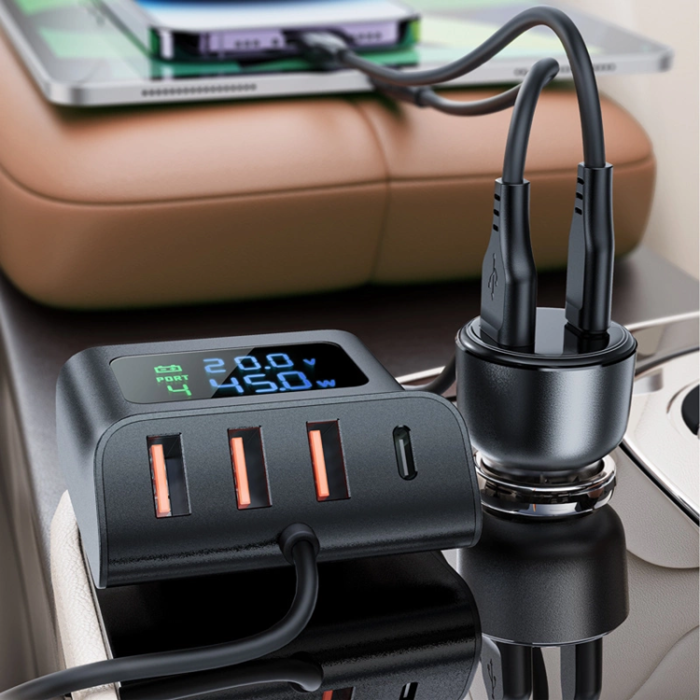 Acefast - Acefast B11 138W USB-A USB-C Billaddare med 6 Portar - Svart