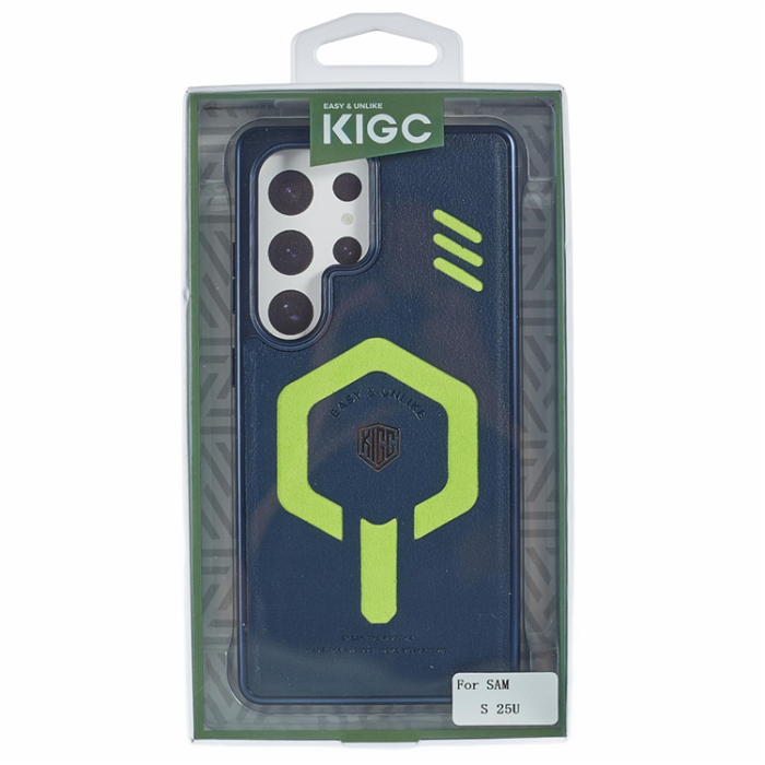 KIGC - KIGC Galaxy S25 Ultra Mobilskal MagSafe PC+TPU Läder - Blå