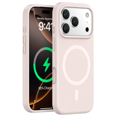 A-One Brand - iPhone 17 Pro Max Mobilskal Magsafe Liquid Silicone - Grå/Rosa