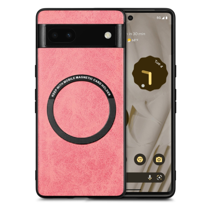 A-One Brand - Google Pixel 6a Mobilskal Magsafe PU-Läder - Rosa