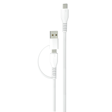QUALO - QUALO 2in1 USB-C till USB-C/USB-A Kabel 1.5m 3A Recycling - Vit