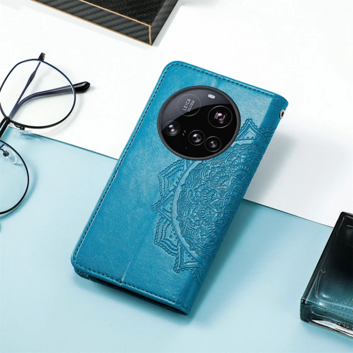 A-One Brand - Xiaomi 15 Ultra Plånboksfodral Mandala Flower Läder - Blå