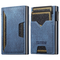 SUTENI - SUTENI Korthållare Automatiskt Pop-Up Double-Sided Jeans Texture