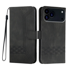 A-One Brand - iPhone 17 Pro Max Plånboksfodral Imprint Läder - Svart