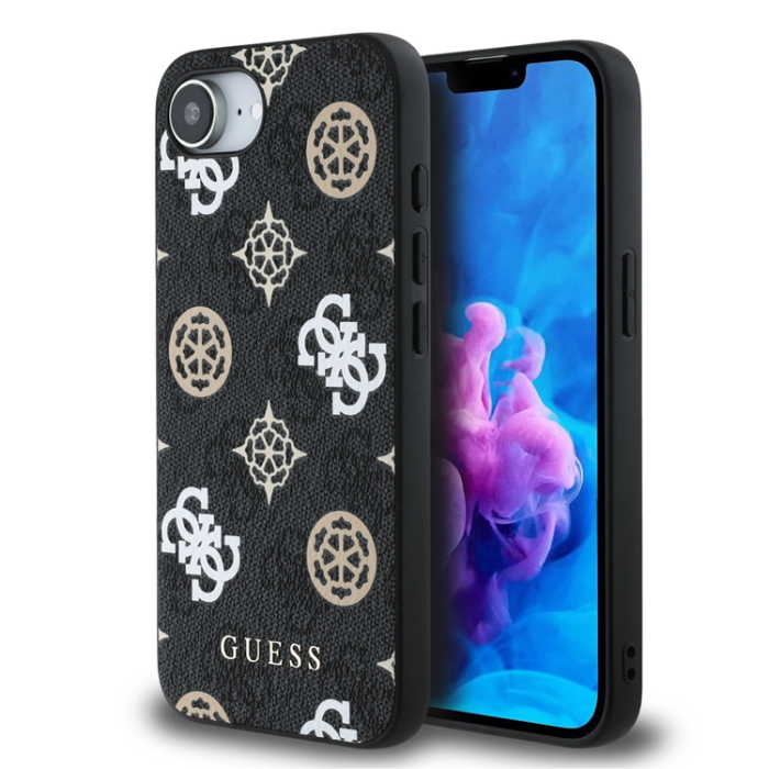 Guess - Guess iPhone 16e Mobilskal MagSafe PU 4G Peony - Svart