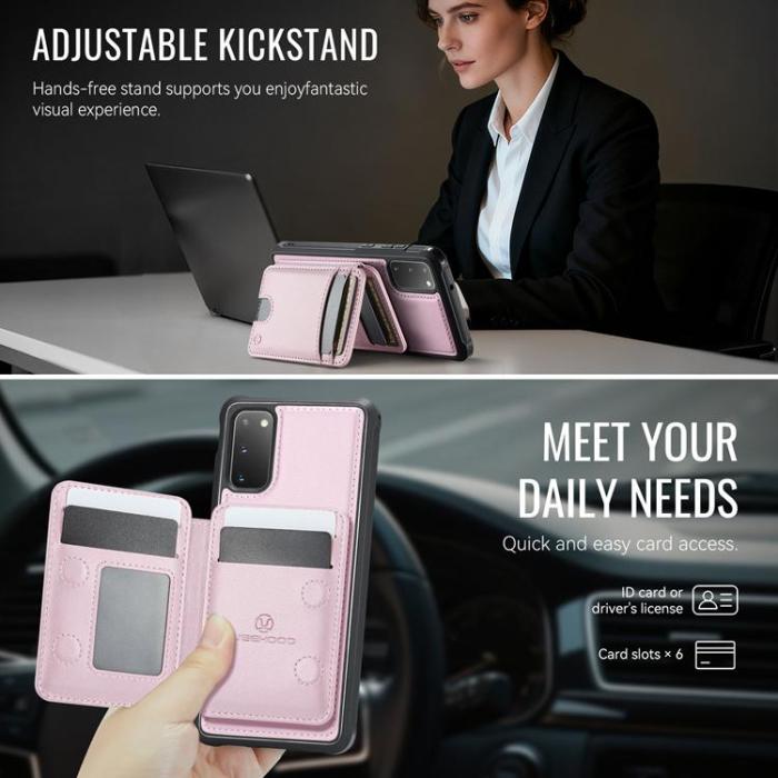 OEM - JEEHOOD Mobilskal till Samsung Galaxy S20 5G Konstläder - Rosa