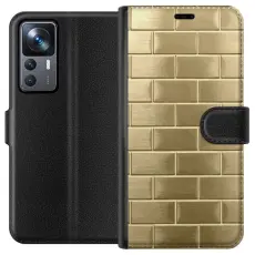 Gustaf - Pl&aring;nboksfodral till Xiaomi 12T Pro med Gyllene Murstenar
