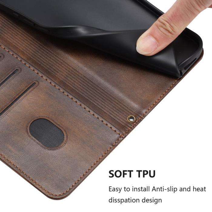 OEM - Samsung Galaxy A57 Plånboksfodral Konstläder Retro Textur - Brun