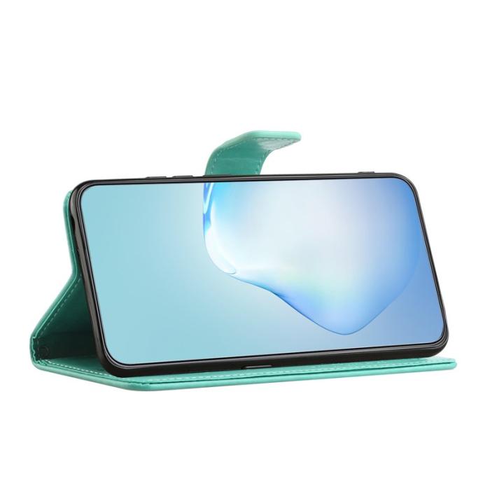 OEM - Samsung Galaxy A57 Plånboksfodral Konstläder Uggla Träd - Cyan