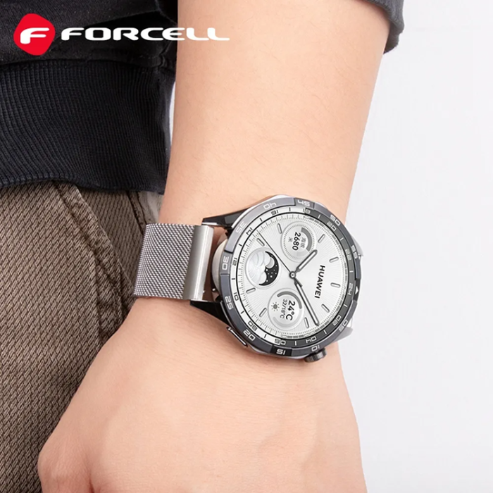 Forcell - Forcell Galaxy Watch 22mm Armband Magnetic Steel - Silver