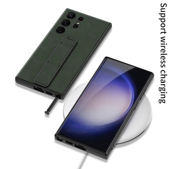 GKK - GKK Galaxy S24 Ultra Mobilskal Folding KickStand - Grön