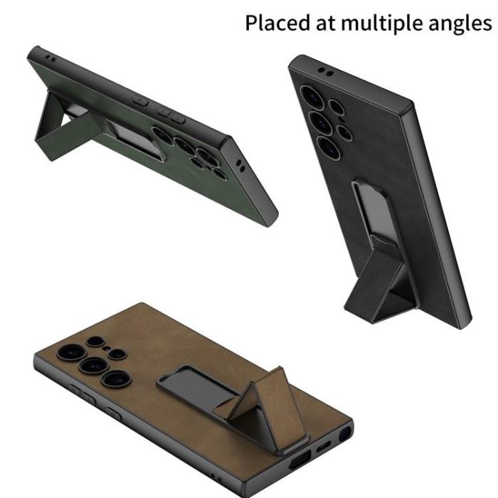 GKK - GKK Galaxy S24 Ultra Mobilskal Folding KickStand - Grön