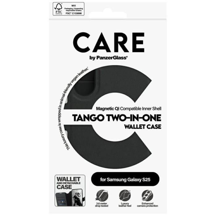 PanzerGlass - CARE By PanzerGlass Galaxy S25 Plånboksfodral Tango 2in1 - Svart