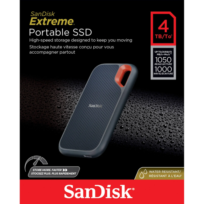 Sandisk - Sandisk Bärbar SSD Extreme 4TB 1050MB/s Läs 1000MB/s Skriv