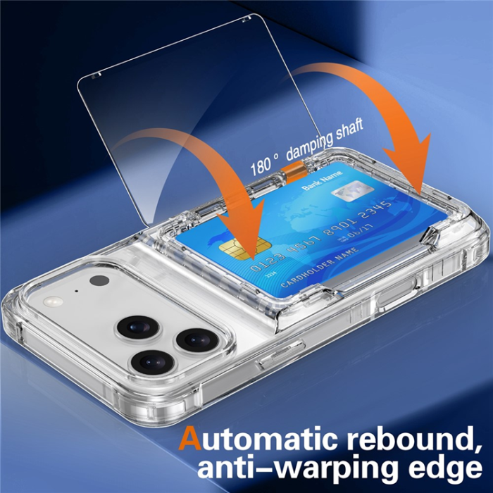 A-One Brand - iPhone 17 Pro Max Mobilskal Korthållare Kickstand - Transparent