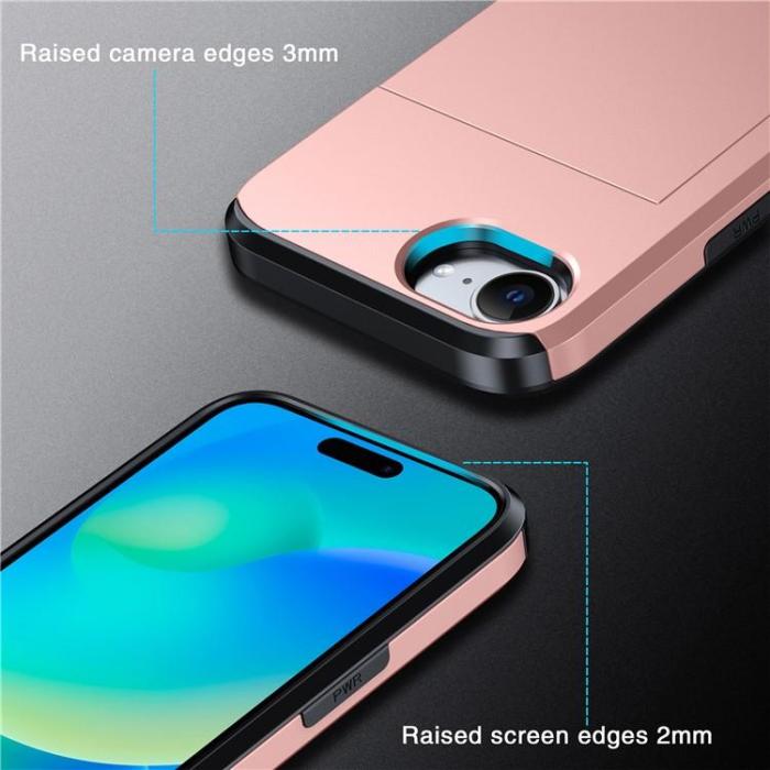A-One Brand - iPhone SE (2024) Mobilskal Korthållare TPU + PC - Rosa Guld