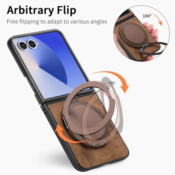 A-One Brand - Galaxy Z Flip 7 Mobilskal Magsafe Roterande Kickstand - Brun