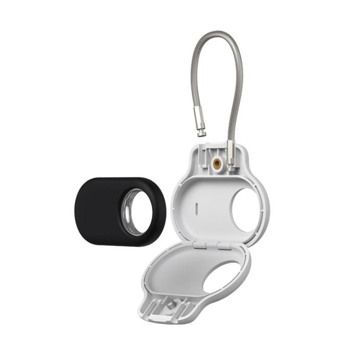 OEM - Galaxy SmartTag 1/2 Skal Silikon med Ståltråd Spårningsenhet Tillbehör - Vit