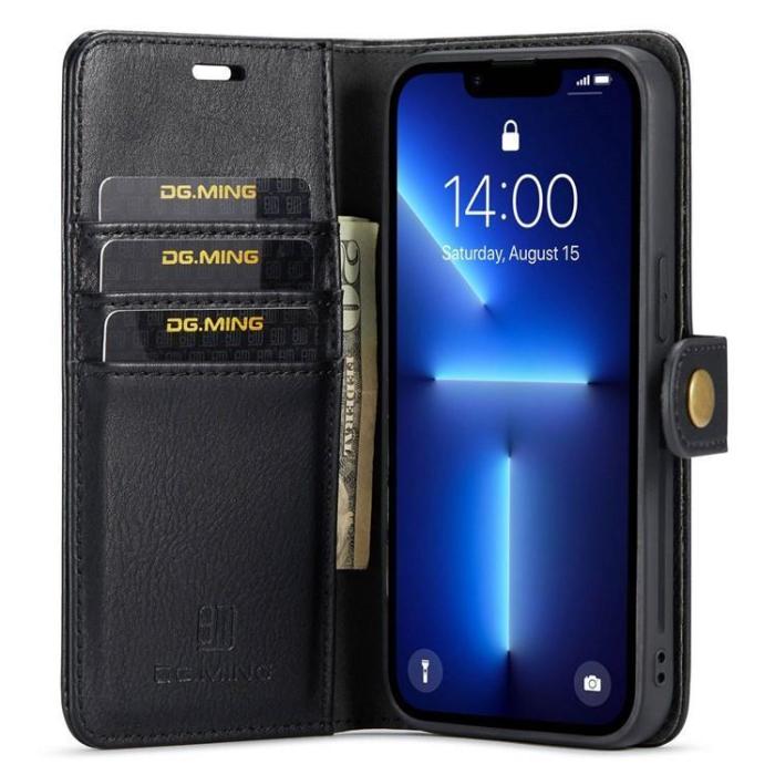 DG.MING - DG.MING iPhone 15 Pro Plånboksfodral Äkta Läder 2in1 - Svart