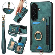 OEM - Mobilfodral f&ouml;r Samsung Galaxy S26 Konstl&auml;der RFID + Ringh&aring;llare - Gr&ouml;n