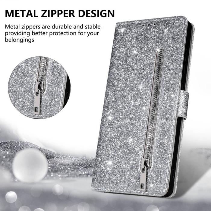 OEM - Mobilfodral för Samsung Galaxy S26 Ställfunktion Glitter - Silver