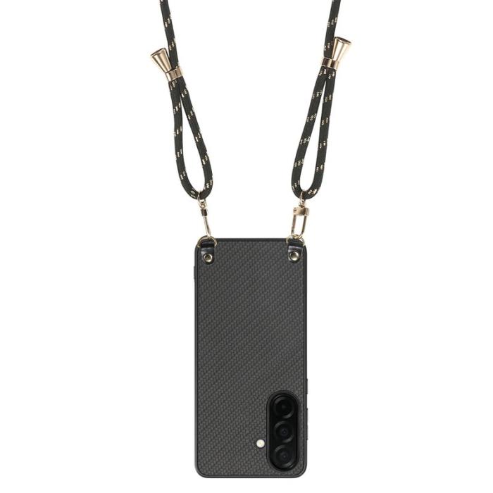 OEM - Mobilskal för Samsung Galaxy S26 Kolfiber Hybrid med Rem - Svart