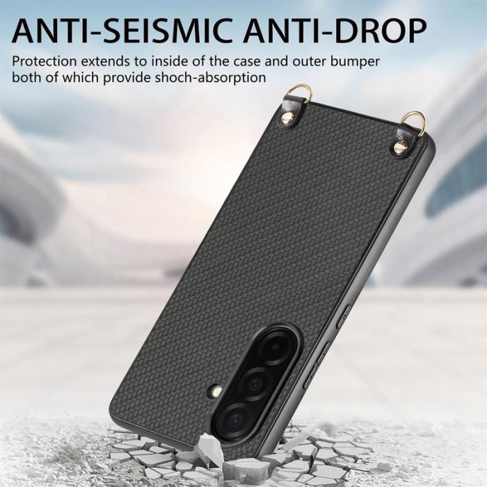 OEM - Mobilskal för Samsung Galaxy S26 Kolfiber Hybrid med Rem - Svart