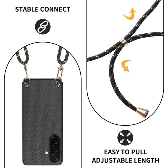 OEM - Mobilskal för Samsung Galaxy S26 Kolfiber Hybrid med Rem - Svart