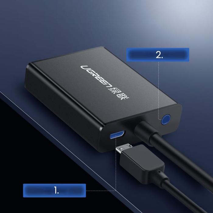 Ugreen - Ugreen Kabel Adaptrar HDMI Till VGA - Svart