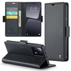 Caseme - CASEME Xiaomi 13 Pl&aring;nboksfodral Konstl&auml;der RFID-Skydd 3 Kort Svart