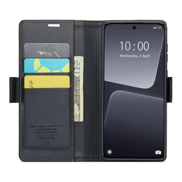 Caseme - CASEME Xiaomi 13 Plånboksfodral Konstläder RFID-Skydd 3 Kort Svart