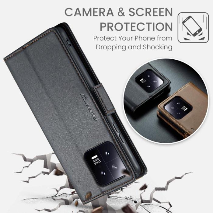 Caseme - CASEME Xiaomi 13 Plånboksfodral Konstläder RFID-Skydd 3 Kort Svart