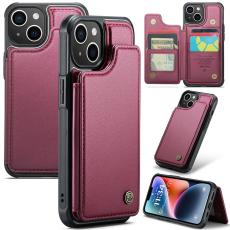 Caseme - CASEME C22 iPhone 14 Plus Fodral Konstl&auml;der med RFID, R&ouml;d