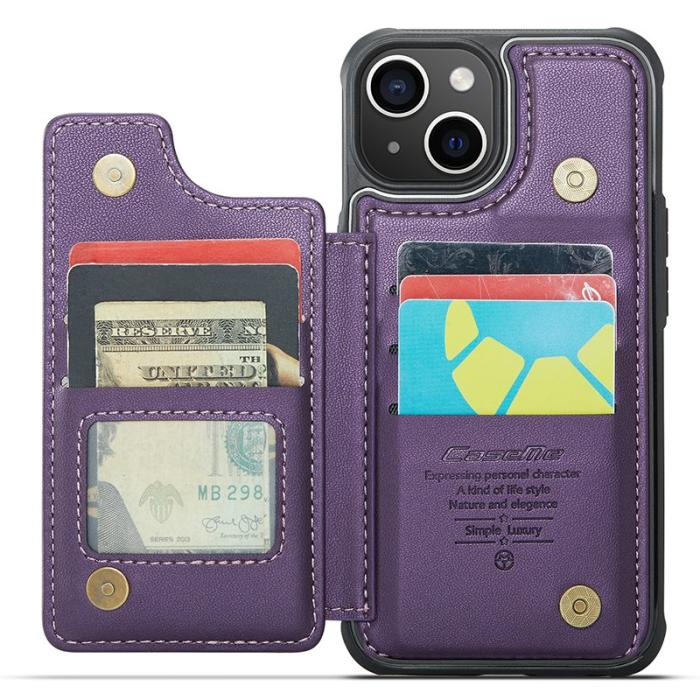 Caseme - CASEME C22 iPhone 14 Plus Fodral KonstLäder RFID-Skydd- Lila