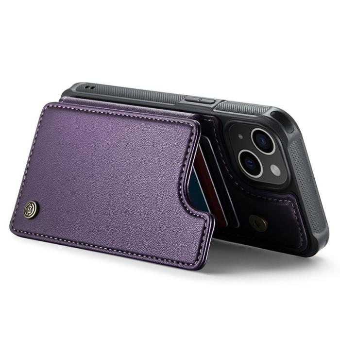 Caseme - CASEME C22 iPhone 14 Plus Fodral KonstLäder RFID-Skydd- Lila
