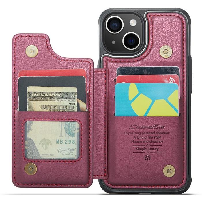 Caseme - CASEME C22 iPhone 14 Plus Fodral Konstläder med RFID, Röd