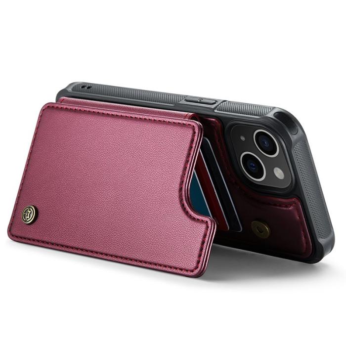 Caseme - CASEME C22 iPhone 14 Plus Fodral Konstläder med RFID, Röd