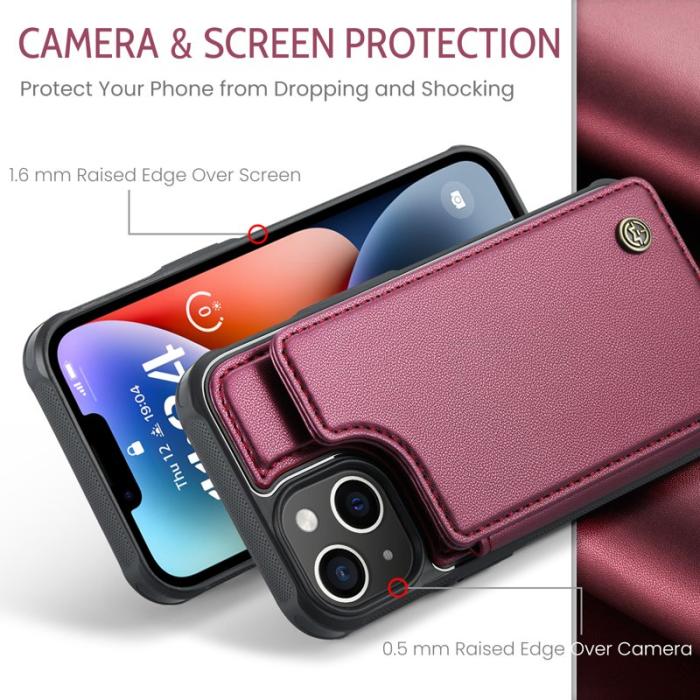 Caseme - CASEME C22 iPhone 14 Plus Fodral Konstläder med RFID, Röd
