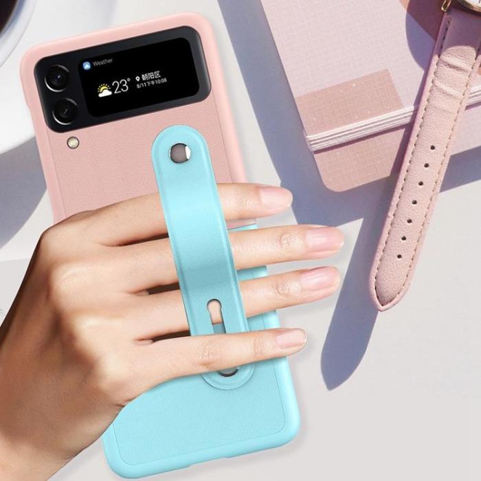 A-One Brand - Galaxy Z Flip 4 Skal Wrist Band Kickstand - Svart