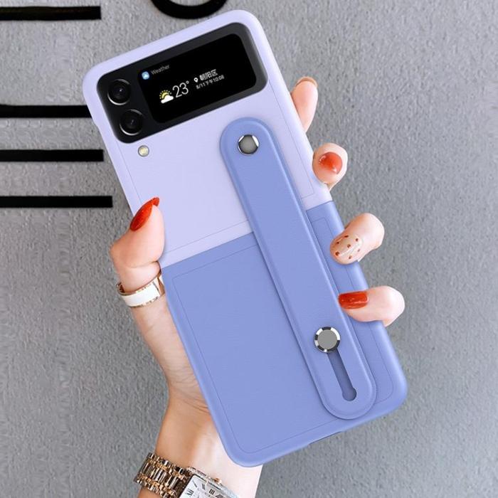 A-One Brand - Galaxy Z Flip 4 Skal Wrist Band Kickstand - Svart