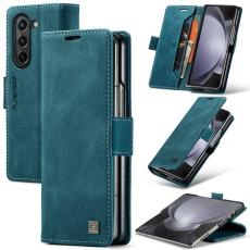 AUTSPACE - AUTSPACE A01 Wallet Fodral f&ouml;r Samsung Galaxy Z Fold5 - KonstL&auml;der - Bl&aring;