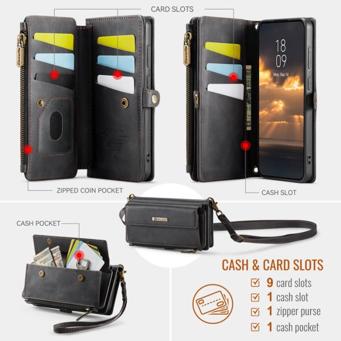 Caseme - CASEME Konstläder Plånboksfodral till Samsung Galaxy S25 med RFID-Skydd - Svart