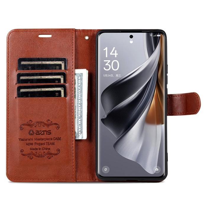 AZNS - AZNS Samsung Galaxy S25 Ultra Plånboksfodral Anti-Scratch Konstläder - Brun